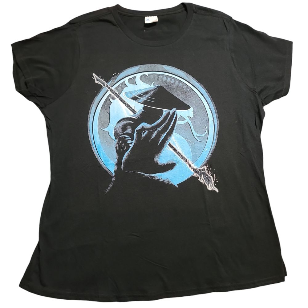 Mortal Kombat Gaming Graphic T-Shirt Women's XL Black Blue Sub-Zero Raiden